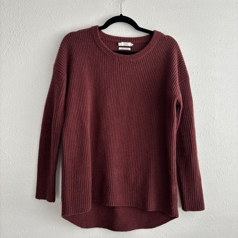 Vince Women's Ribbed 100% Cashmere Sweater in Chocolate Brown - Size XS